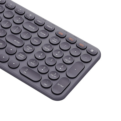Baseus K01B Wireless Tri-Mode Keyboard – Frosted Gray-Bluetooth, 2.4GHz & Wired, Slim Design with Quiet Keys