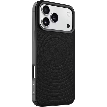 Levelo Spirale PU Leather Hybrid Case for iPhone 17 Pro Max MagSafe Compatible- Black