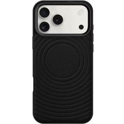 Levelo Spirale PU Leather Hybrid Case for iPhone 17 Pro Max MagSafe Compatible- Black