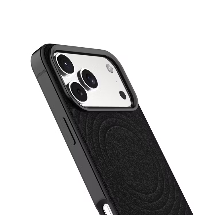 Levelo Spirale PU Leather Hybrid Case for iPhone 17 Pro Max MagSafe Compatible- Black