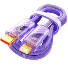 Porodo USB-C to Lightning Transparent Braided Cable Fast Charge / Data Transfer 1M - Purple