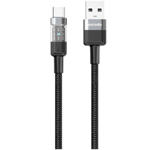 Porodo Braided 3A PD A to C Fast Charging cable with Transparent Head 1.2M - Black