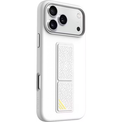 Levelo Morphix Silicone GripStand Case for iPhone 17 Pro Silver