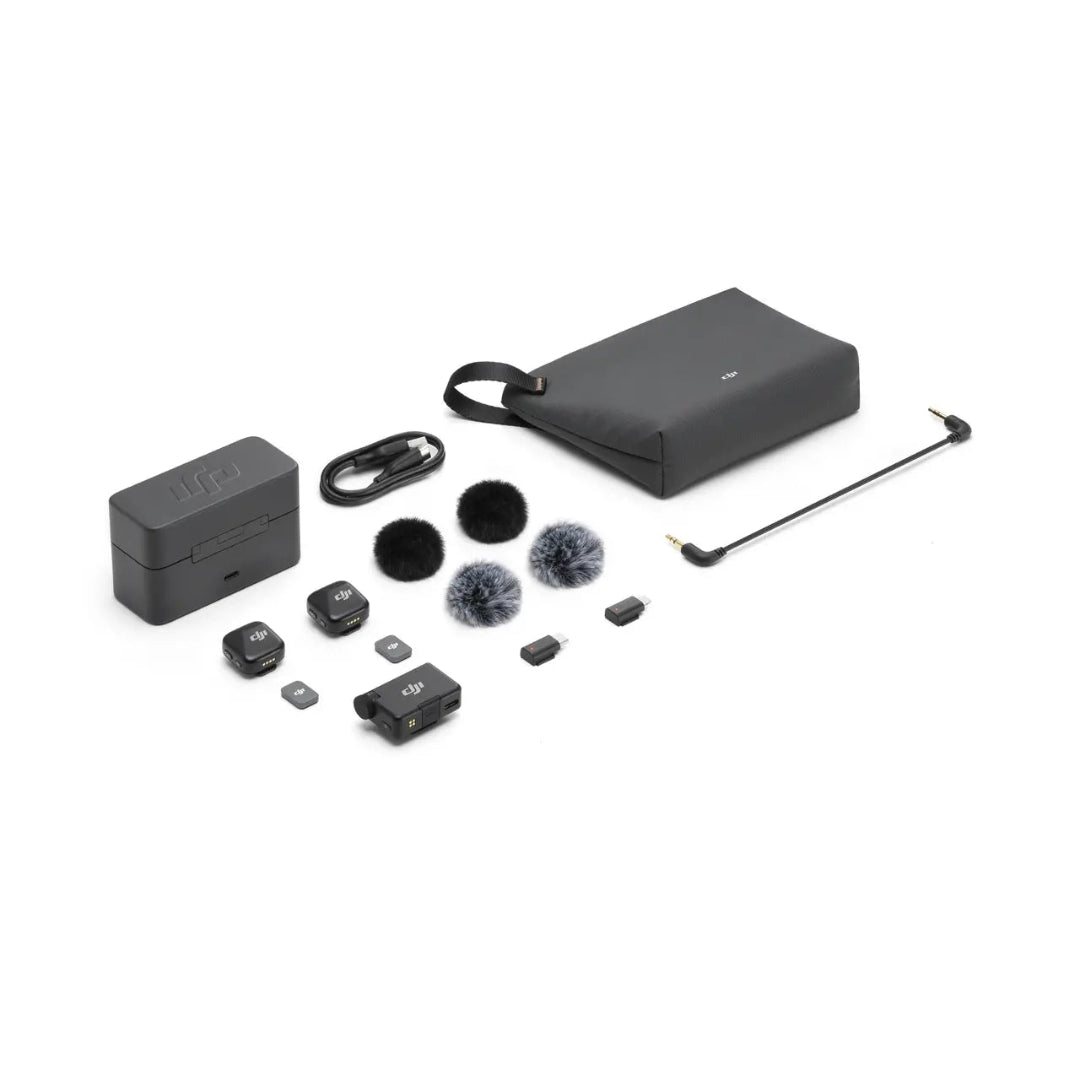 DJI Mic Mini – Wireless Lavalier Microphone System (2 Transmitters + 1 Receiver) with Portable Charging Case