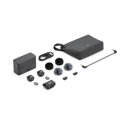 DJI Mic Mini – Wireless Lavalier Microphone System (2 Transmitters + 1 Receiver) with Portable Charging Case